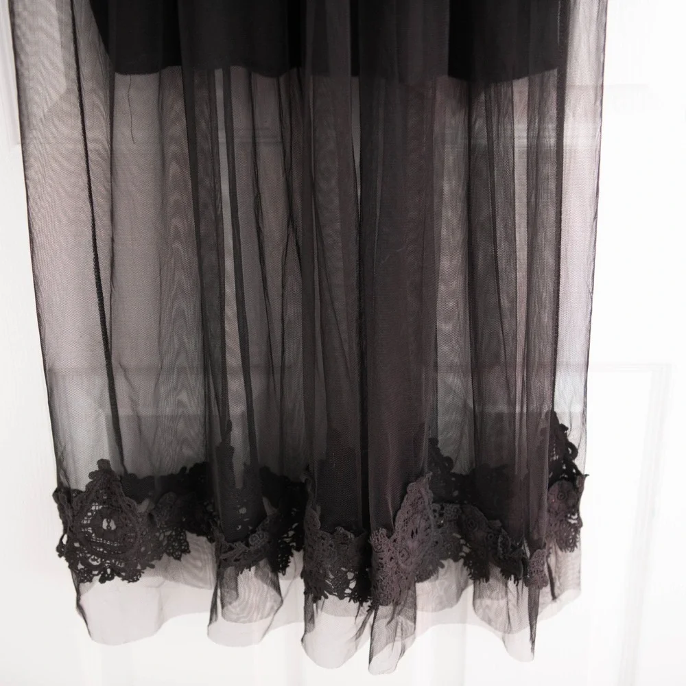 Black Lace Tulle Maxi Dress NEW Sz S Whimsigoth Witchy Dark Romance Ethereal